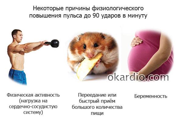 причины нормального повышения пульса до 90 ударов