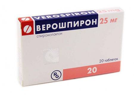 Препарат Верошпирон 25 мг 20 таблеток