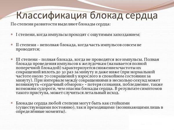Классификация блокад сердца