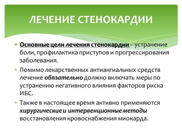 Принципы лечения стенокардии